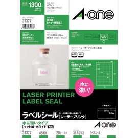 A-One 31377 Laser Waterproof Label Stickers, 65 Sides, 20 Sheets