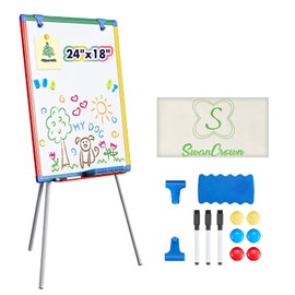 Dry Erase Board White Board for Kids 24x18 inch Art Easel for Kids Magnetic Tripod Whiteboard Art Easel and Flipchart Board with a Height-Adjustable Stand Perfect for Kid
