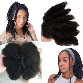 Kiss darling LASHES Tight Afro Kinky Curly Bundles Human Hair Extensions 4C Tight Kinky Double Drawn Raw Hair Bundles 14inch 50g for Repair Extensions,Making Locs Twist or Braids, #1b