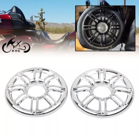 Unbranded Chrome 3D Rear Speaker Trim Grill Cover For Harley Electra Glide Ultra Classic