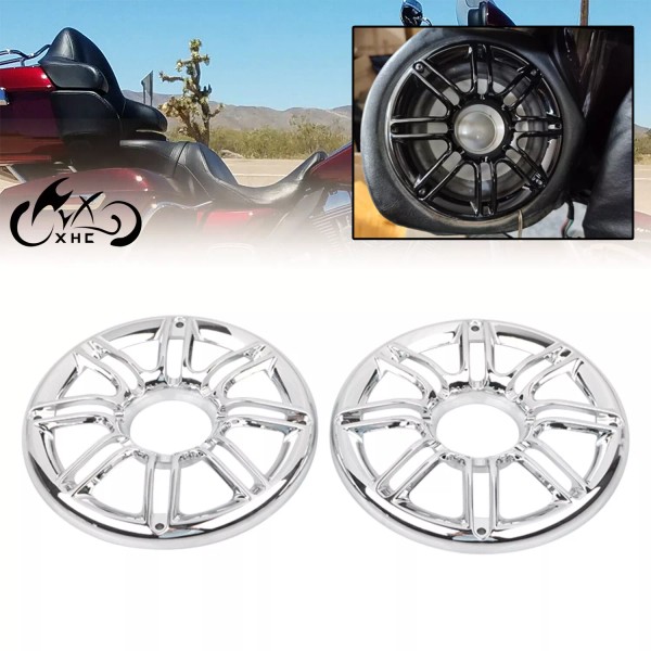 Unbranded Chrome 3D Rear Speaker Trim Grill Cover For Harley