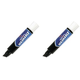 Marks-A-Lot Jumbo Chisel Tip Washable Marker, Black (24158), 2 Packs
