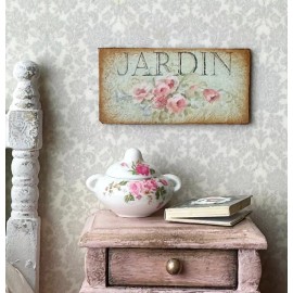 The Happy Little Home Dollhouse miniature LOVELY French Garden Sign soft luscious mint green and pink