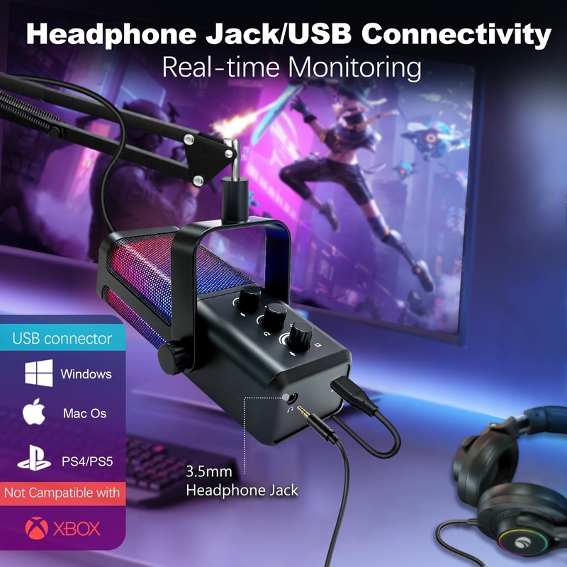 VCOM USB Microphone for PC,Condenser Dynamic Boom Arm Mic for