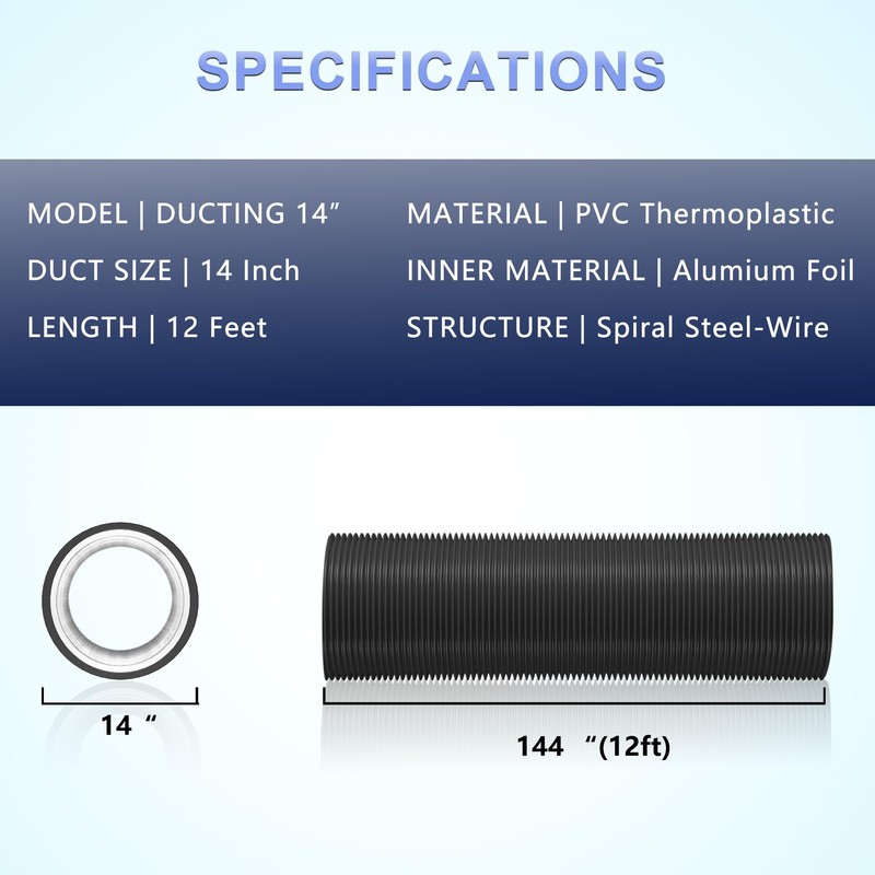 Flexible 14 Inch Aluminum Ducting -4 Layer Protection Dryer Vent