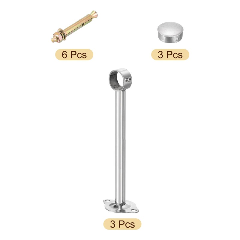 sourcing map 3 Set Ceiling Mount Curtain Rod Bracket, Fit
