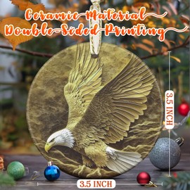 3.5" Ceramic Bald Eagle Ornaments for Christmas Tree, Christmas Ornaments, Bald Eagle Christmas Ornament, Christmas Decoration, Christmas Tree Ornaments, Gift Exchange, Gift Idea, Bauble Present