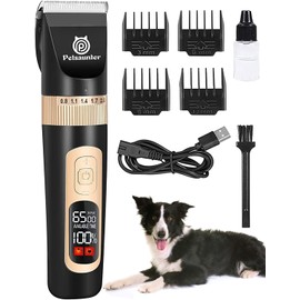 Petsaunter Dog Clippers for Grooming, 4-Speed & LCD, Low Noise Electric Trimmer for Grooming, Cordless Rechargeable Dog Hair Clippers, Super Quiet for Pets with Thick or Heavy Coats(C95)