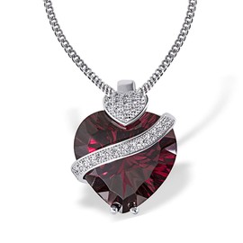 Sterling Silver Collier Polished With 1 Ruby Heart-Shaped Zirconia And Cubic Zirconia Neckwear By Goldmaid Of Length 45 cm