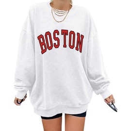 Women's Oversized Sweatshirt Boston Long Sleeve Casual Loose Pullover Tops