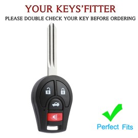 TAPAYICA For Nissan Key Fob Shell Keyless Remote Key With Keychain Fit for Nissan Sentra Rogue Cube Juke Versa NV (Black-Silver)