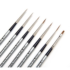 AIT Art Select Red Sable Detail Brush Set, 7 Pure Russian Sable Paint Brushes, Handmade in Germany for Crafting Exquisite Details Using Oil, Acrylic, or Watercolors