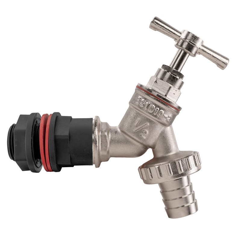 1/2" adaptor/connector+bib tap for water butts/rain barrel & water tanks