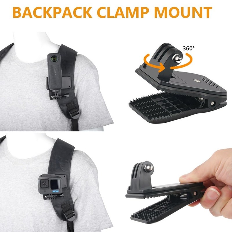 YEHOLDING Action Cam Mount Kit for Insta360 X4/X3/X2/Ace Pro/Ace, Backpack