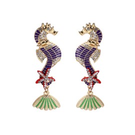 Seahorse Earrings for Women, Starfish Seashell Seahorse Earrings for Girls, Ocean Seahorse Dangle Earrings Hypoallergenic, Beach Seahorse Bohemian Drop Earrings, Cute Fish Seahorse Earrings Studs