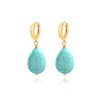 Aobei Pearl Boho Turquoise Teardrop Dangle Earrings 18k Gold Huggie