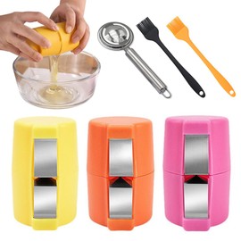 TOEECY Egg Shell Opener Set of 3 Egg Shell Opener Protein Separator and 2 Oil Brushes Egg Cracker Tool Made of Stainless Steel Ideal for Kitchen Baking Perfect Gadget