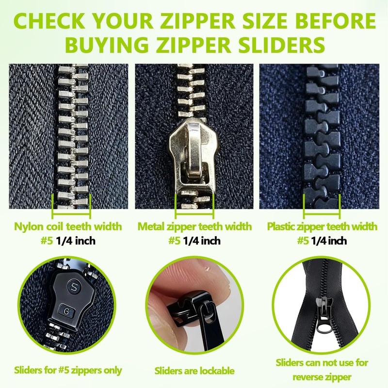 36 PCS Universal Zipper Repair Kit - 3 Size Double-Sided