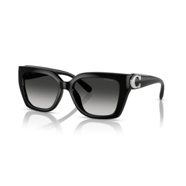 COACH Women's HC8408F Low Bridge Fit Square Sunglasses, Black/Grey Gradient, 57 mm