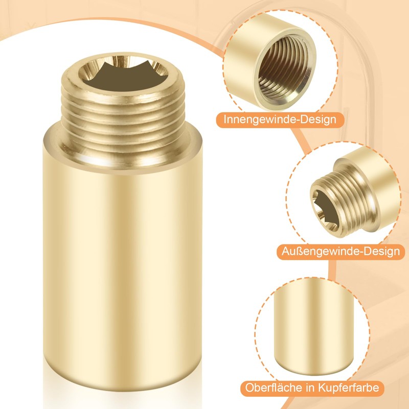 YFLeomry 2 Piece Tap Extension 1/2 Inch 30 mm Brass
