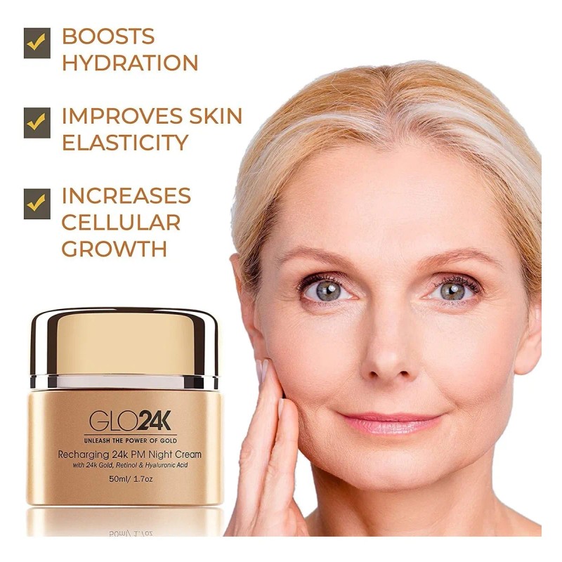 Crema De Noche Glo24k Con Retinol Oro 24k Antienvejecimiento