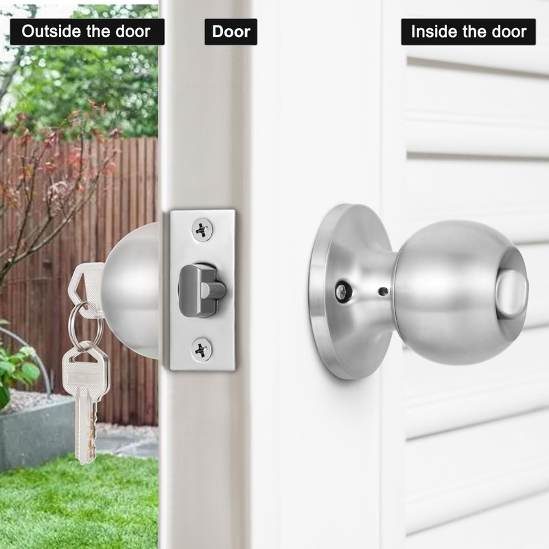 Faankiton Door Knob With Lock and Keys, Front Door Lockset,