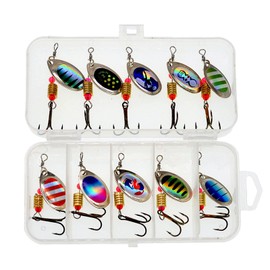 Fishing Lures, 10 Pieces Metal Spinner Bait Set, Rotating Sequins, Fishing Lures, Spoon Baits for Pike, Trout, Bass, Salmon, Bass