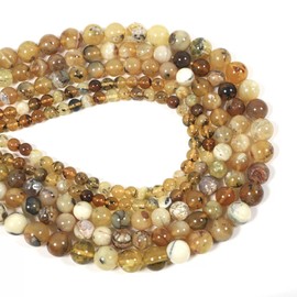Malahill - Cuentas de piedras preciosas para joyería (5 filamentos en el interior, ópalo amarillo de 10 mm)