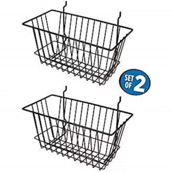 Only Hangers Black Wire Baskets for Slatwall and Gridwall 12"