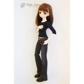 Petite Marie 1/3 MDD Compatible Okayama Straight Jeans Black KOJIMA Processing Jeans Processing Low-rise Stretch Denim Vintage Processing Standard 15.7 inches (40 cm) Doll Clothes [Petite Marie]