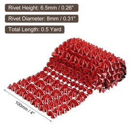 uxcell 0.5 Yard Sew Stitch on Cone Spikes Studs, 12Rows Plastic Flat Back Spike Rivet Punk Trim Ribbon for DIY Clothing, Bags, Shoes Decoration, Red