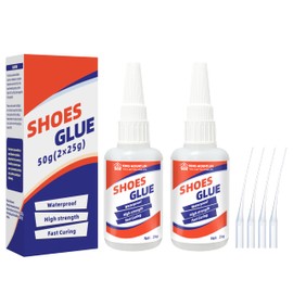 Super Glue for Shoe Repair,50g(25gx2) Heavy Duty Shoe Sole Glue,Shoe Adhesive for Boots,Sneakers,Heels,Sports Shoes,Rubber Soles Repair etc,Quick-Dry,Clear,Waterproof,Strong-Bonding,Flexible&Durable