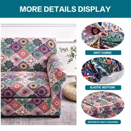 KRFOONN 2 Piece Chair Covers Printed Sofa Covers Couch Covers Washable Armchair Sofa Couch Slipcover Furniture Protector with Elastic Bottom for Living Room (Armchair, 17), Small