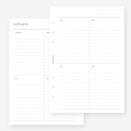 A5 Undated Weekly with Border Lined Hourly Week on Two Pages Planner Insert for Filofax A5, LV GM agenda refill 6 hole 5.8 x 8.3