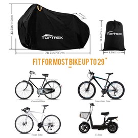 Toptrek Bicycle Cover, Waterproof 210T Oxford Fabric, High-Quality Bicycle Garage Tarpaulin, Waterproof 200 x 110 x 70 cm Bicycle Protective Cover with Bag