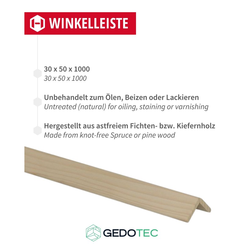 Gedotec Wooden Strips - Wooden Boards for Building Angle Strips