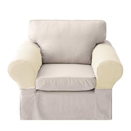 LERTREE 1 Pair Sofa Arm Slipcovers Elastic Sofa Armrest Protectors Removable Chair Sofa Armrest Covers (Beige)