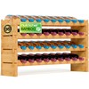 NutriChef Bamboo Stackable Wine Rack, 4-Tier 36 Bottle Capacity Wine