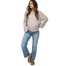 PinkBlush Blue Straight Leg Frayed Hem Maternity Jeans