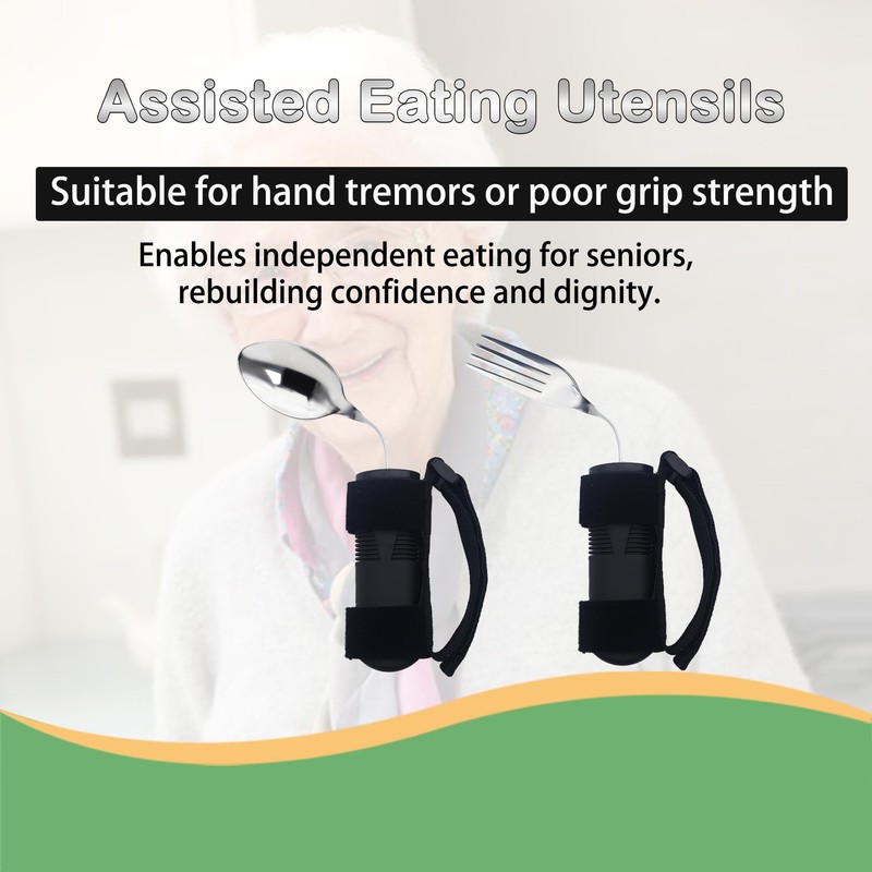 2 Pcs Adaptive Utensils Set with Spoon and Fork, Weighted