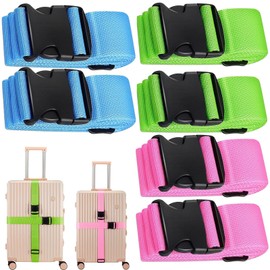 6 PackLuggage Straps with Quick-Release Buckle for Suitcases- Vibrant Colors for Quick ID, Heavy-Duty Nylon Straps Fit 18-32" Suitcases, Travel Accessories for Luggage, Camping Gear & More