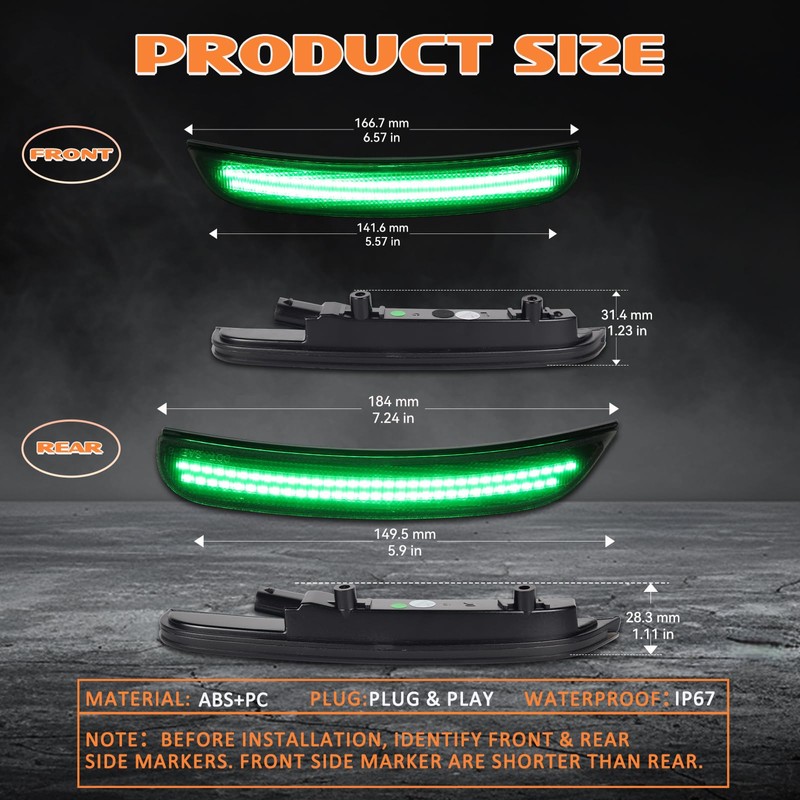 AreLokpri Dynamic LED Side Marker Light Compatible with Dodge Charger