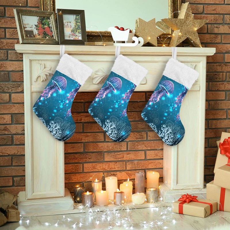 susiyo Glowing Jellyfishes Christmas Stockings 17.7 inch Christmas Hanging Socks