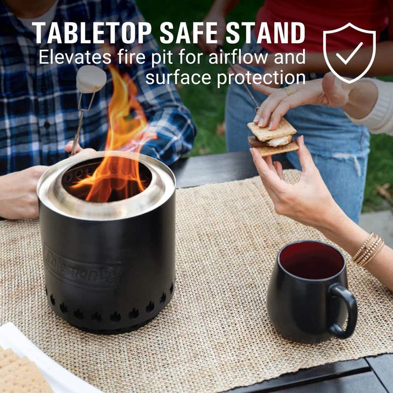 Coleman Cityscapes 10” Smokeless Tabletop Fire Pit, Small Round Wood