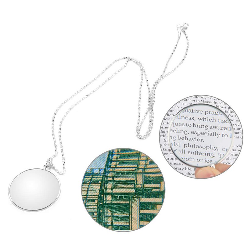5X Magnifier Monocle Lens Necklace Magnifying Glass Loupe for Reading,