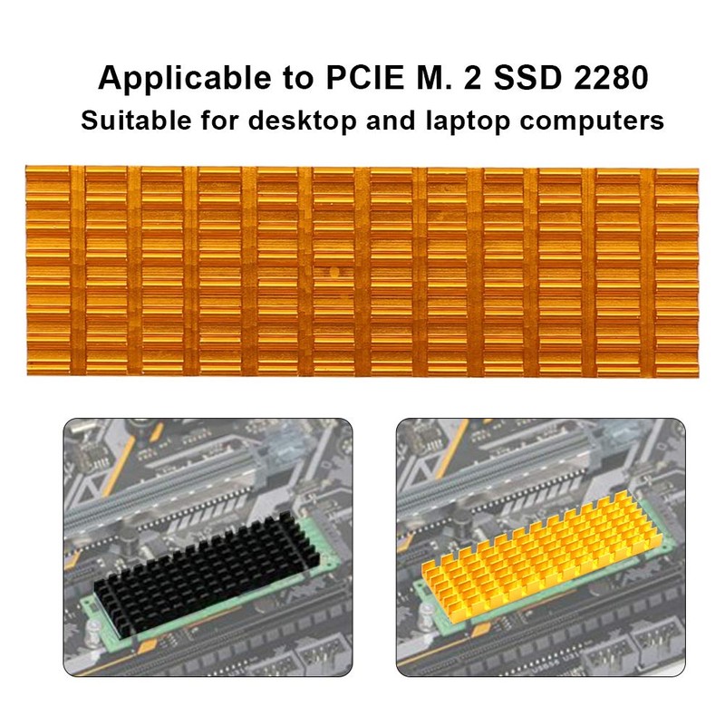 Bewinner Disipador de calor SSD de 70x22x3 mm para PCIE