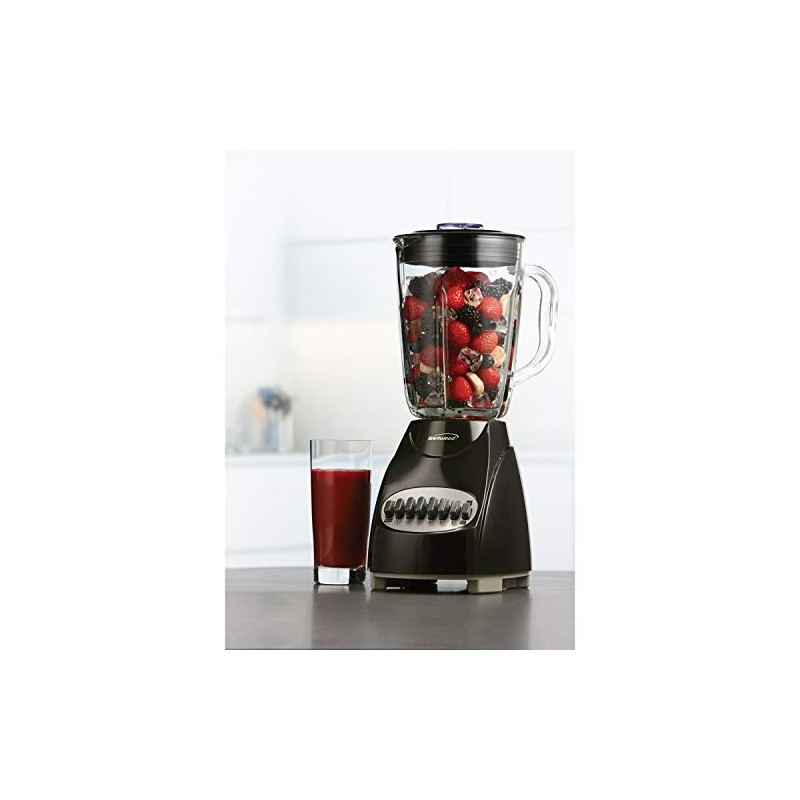Brentwood JB-920B 12-Speed + Pulse Blender with Glass Jar, Black
