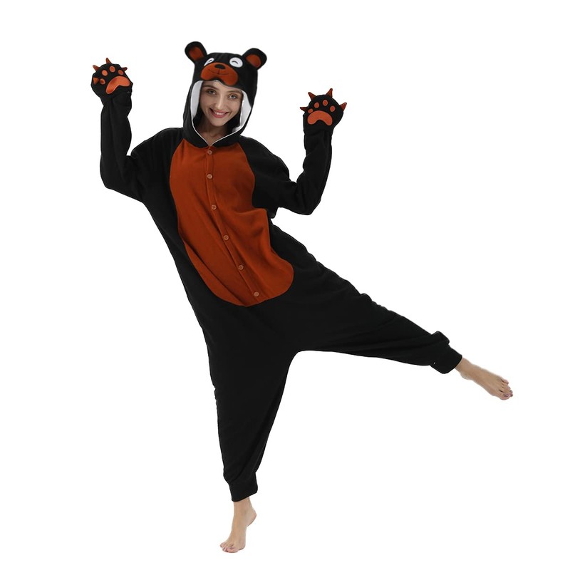Unpifolov Black Bear Pajamas Unisex Animal Jumpsuit Adult Cosplay Costumes