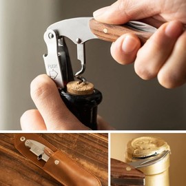 Abridor de Botellas Vino, Camarero Sacacorchos Acero Inoxidable Manual Botella Vino para Cerveza y Refrescos