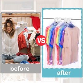 Huhumy Heavy Duty Garment Moving Bags 24'' x 40'' Large Moving Bags to Transport Clothes Without Folding, Water Resistant, Ideal for Outerwear Jackets Shirts Drawstring Garment Storage(24 Pcs)